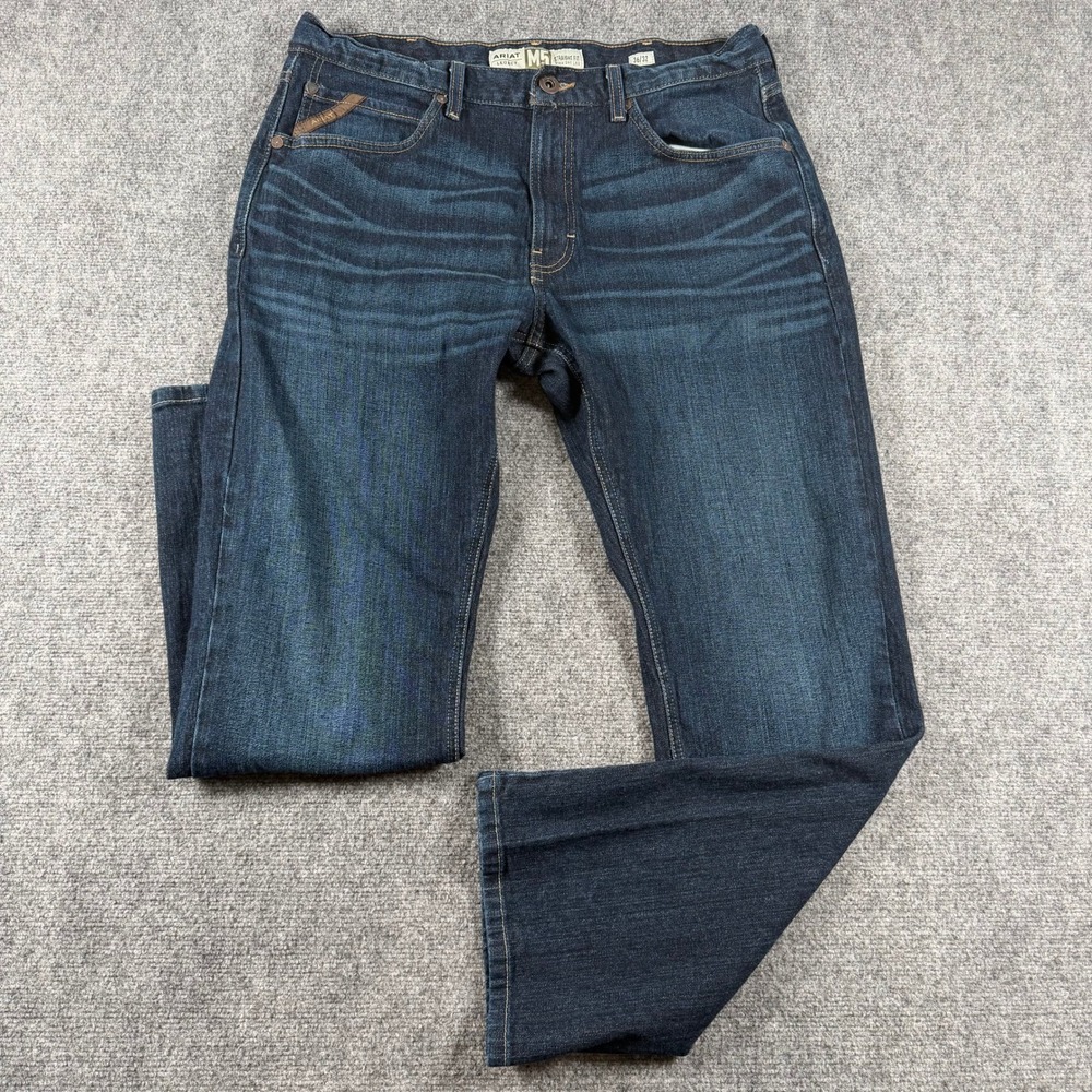 Ariat M5 Legacy Jeans Mens 36x32 Blue Straight Leg Dark Wash Western Denim